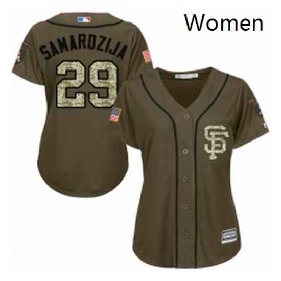Womens Majestic San Francisco Giants 29 Jeff Samardzija Authentic Green Salute to Service MLB Jersey